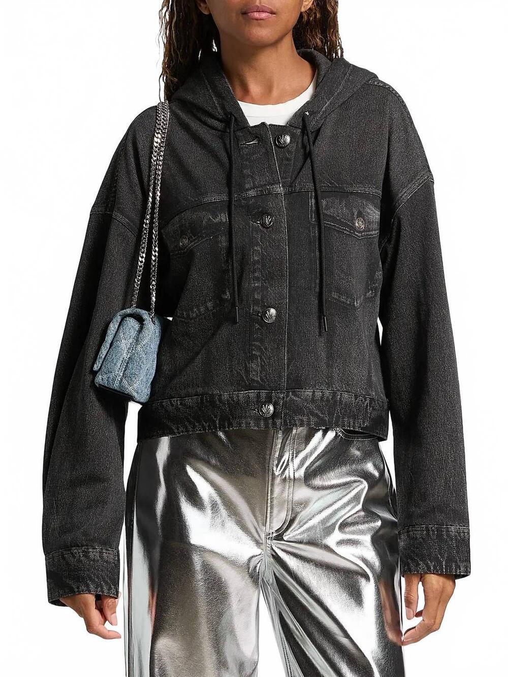 NEW RAG & BONE miramar terry hood trucker jacket in faded black
